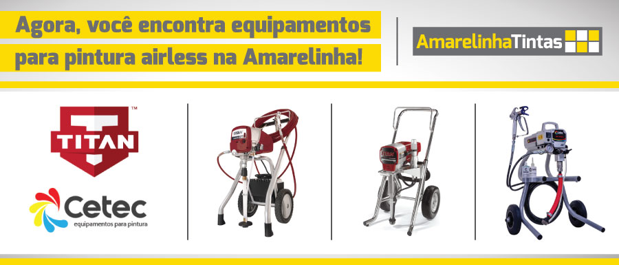 telao com imagens de equipamentos de pintura airless da empresa cetec
