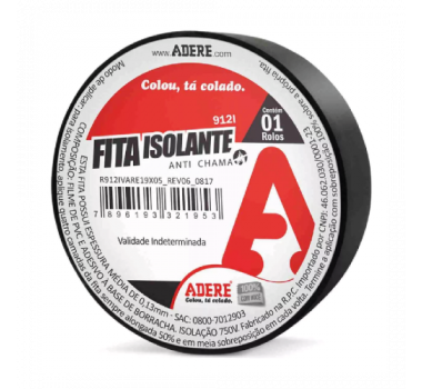 ADERE FITA ISOLANTE PRETA 19MM X 05M